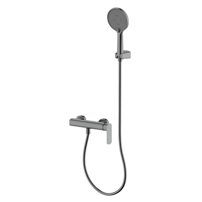 Смеситель для душа с душевым гарнитуром, метал Gun metal, AQUAme Monza AQM6313GM Sancos — официальный сайт
