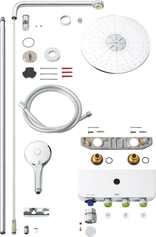 Душевая стойка Grohe Euphoria SmartControl 310 Duo 26507LS0, белая луна, с термостатом Sancos — официальный сайт