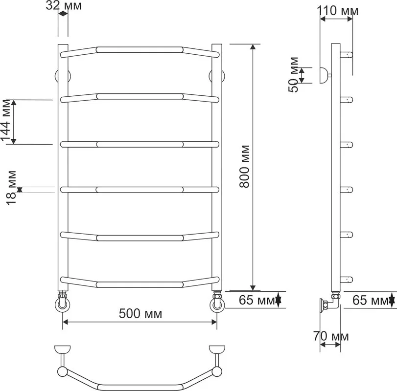 Полотенцесушитель водяной Secado Агата 1 50x80, бронза Sancos — официальный сайт