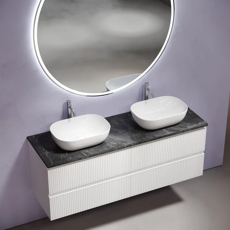 Столешница в ванную под раковину, из керамогранита Sancos Black Sky 140х46 c отверстием под смесител Sancos — официальный сайт
