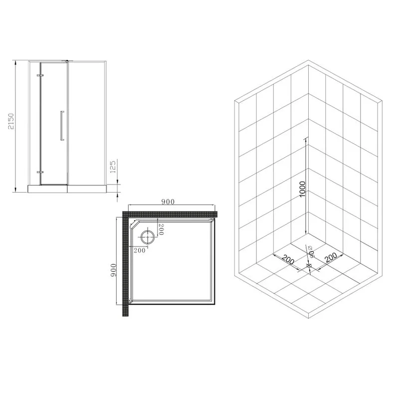 Душевая кабина Esbano ESM ESM-QUADRO-90 (Left) 90х90х215 L, квадратная Sancos — официальный сайт