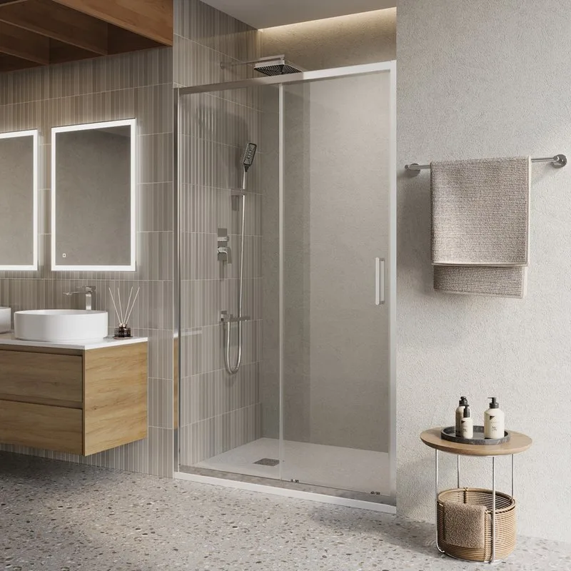 Душевая дверь в нишу BelBagno Luce BF-1-100-C-Cr профиль хром, стекло прозрачное Sancos — официальный сайт