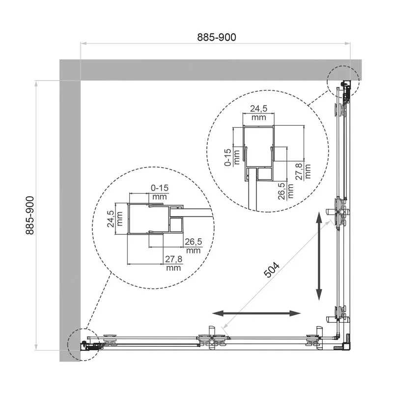 Душевой уголок BelBagno Luce LUCE-A-2-90-P-ORO 90х90 см, профиль золото, стекло рифленое Sancos — официальный сайт