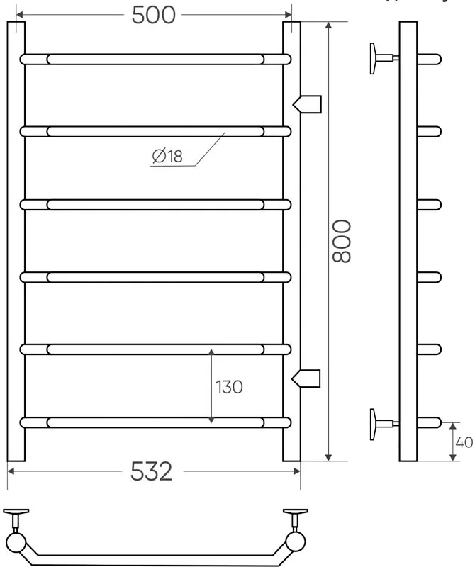Полотенцесушитель водяной Indigo Roof LRSW80-50-б/п-50 Sancos — официальный сайт