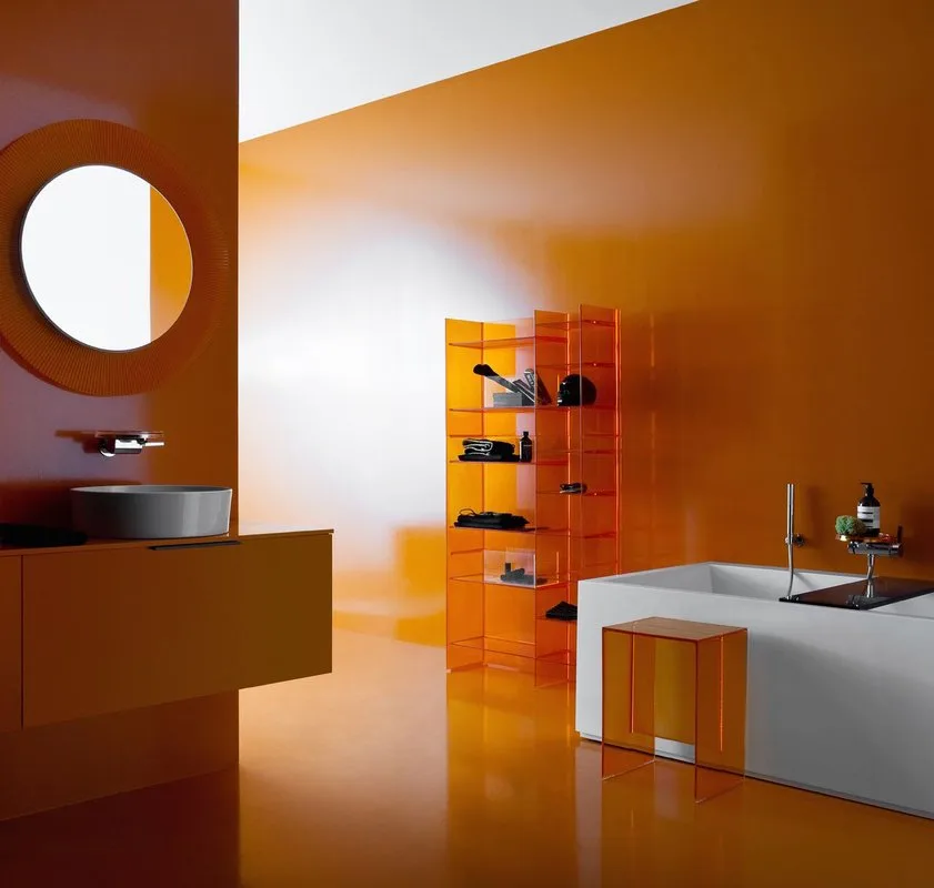 Зеркало круглое Laufen Kartell by Laufen 80 оранжевое, с подсветкой Sancos — официальный сайт
