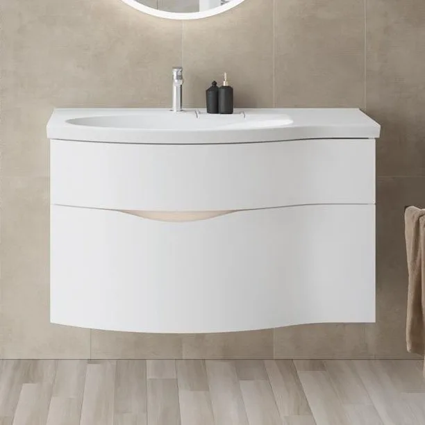 Тумба под раковину без столешницы KERAMA MARAZZI Riva 100, левая подвесная, белая матовая Sancos — официальный сайт