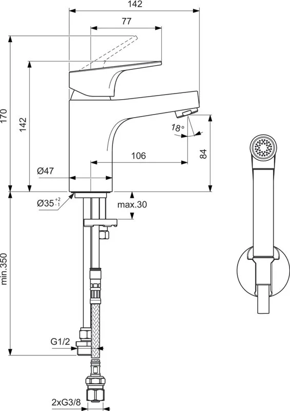 Смеситель для раковины Ideal Standard Сerabase BC834AA с гигиеническим душем, хром Sancos — официальный сайт