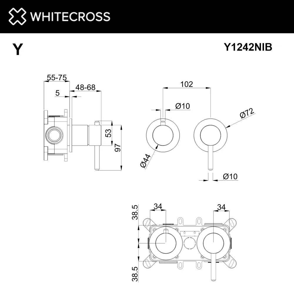Встраиваемый смеситель WHITECROSS Y Y1242NIB для душа С ВНУТРЕННЕЙ ЧАСТЬЮ, брашированный никель Sancos — официальный сайт