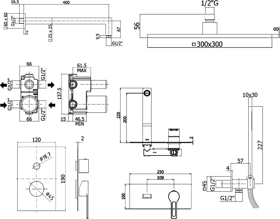 Комплект для ванной Paffoni Ringo KITRIN018CR105KING С ВНУТРЕННЕЙ ЧАСТЬЮ, верхний душ 30 см, хром Sancos — официальный сайт