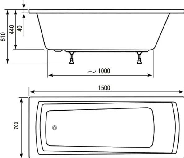 Акриловая ванна Ravak Domino Plus C641R00000 без опоры 150x70 см, пристенная, белая Sancos — официальный сайт