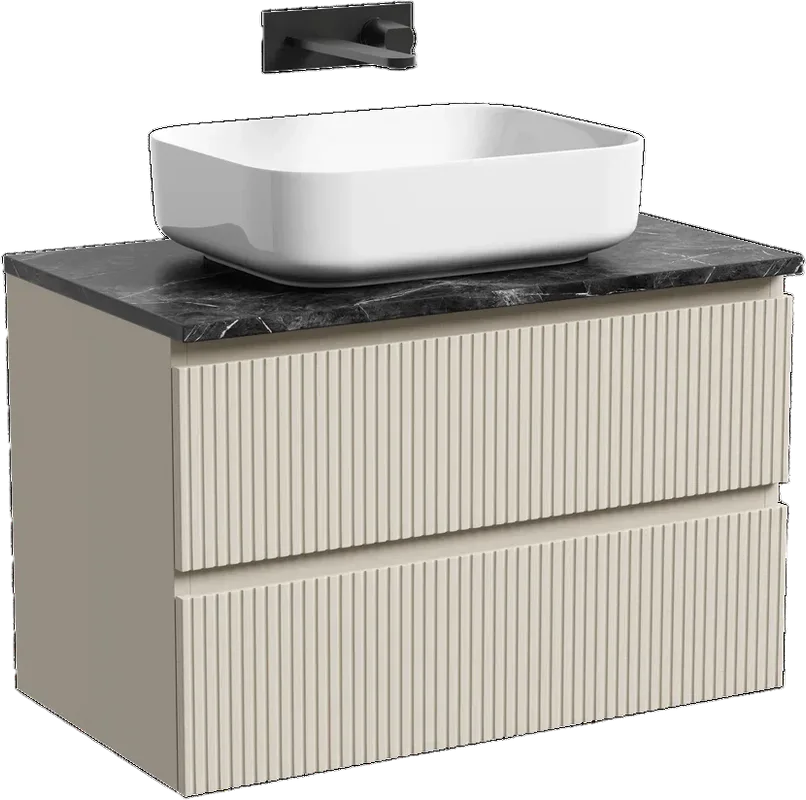 Тумба с раковиной Sancos Snob T 80 см, beige soft, столешница черный мрамор, раковина CN6011 Sancos — официальный сайт