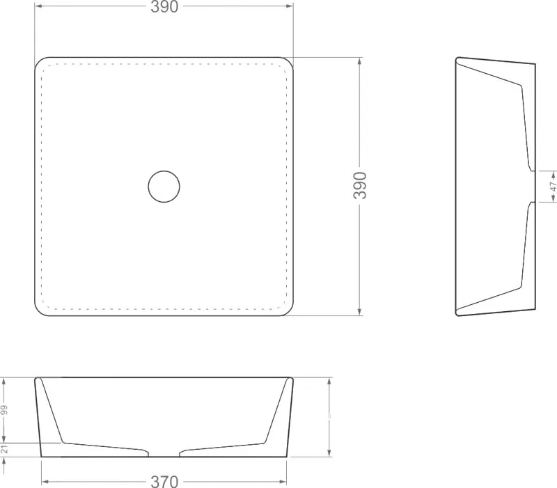 Накладная раковина Uperwood Square 291020211 39х39 см, графит Sancos — официальный сайт