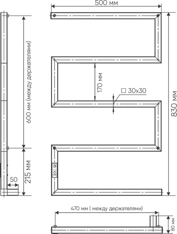 Полотенцесушитель электрический Indigo Sparta DGS80-50GFMRt graphite metallic Sancos — официальный сайт