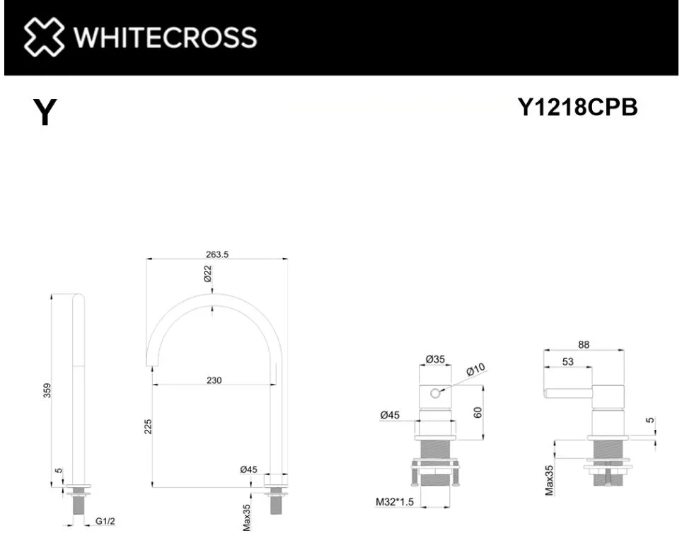 Смеситель для раковины WHITECROSS Y Y1218CPB брашированная медь Sancos — официальный сайт