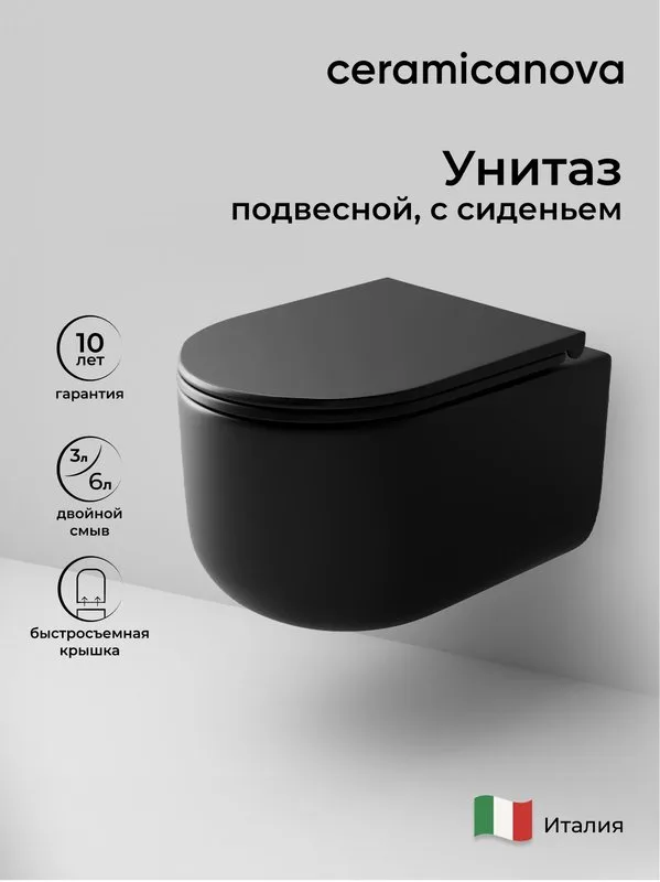Унитаз подвесной Ceramicanova Ulma Rimless CN4006MB Sancos — официальный сайт