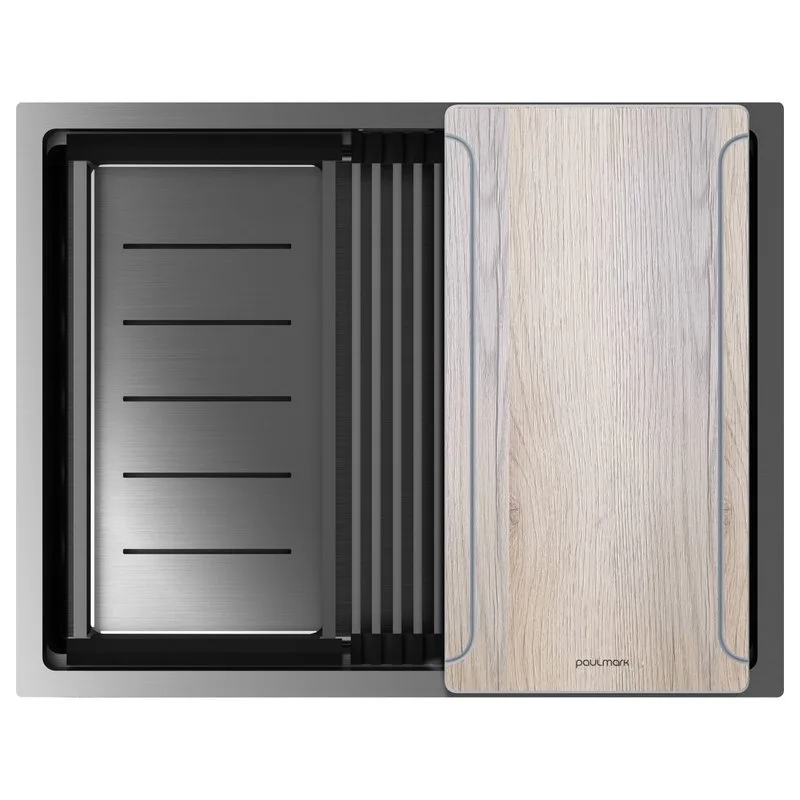 Мойка кухонная Paulmark Next-Multi Sink 58 UNI PM785845-GM вороненая сталь Sancos — официальный сайт
