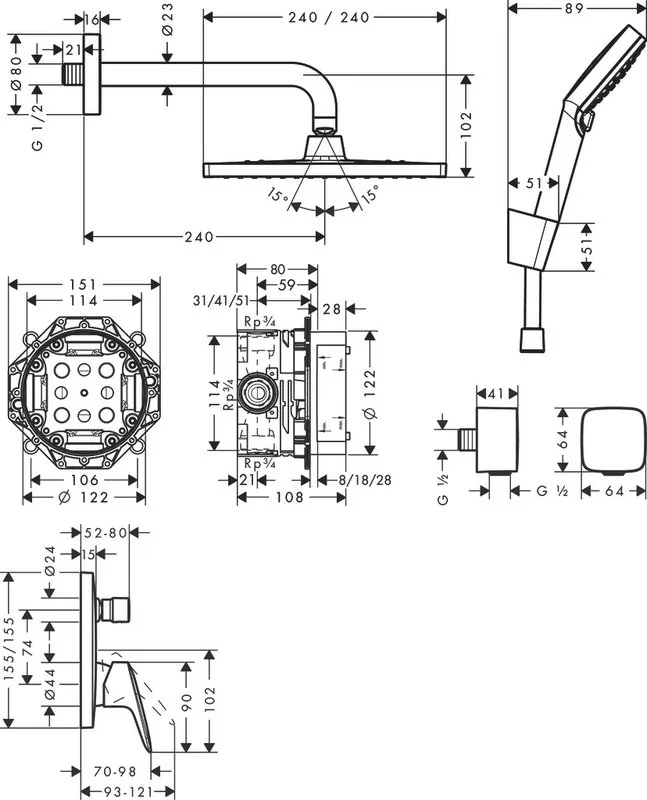Душевой комплект Hansgrohe Crometta E 27957000 Sancos — официальный сайт