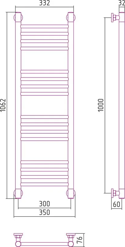 Полотенцесушитель водяной Сунержа Богема + 100x30, прямая Sancos — официальный сайт