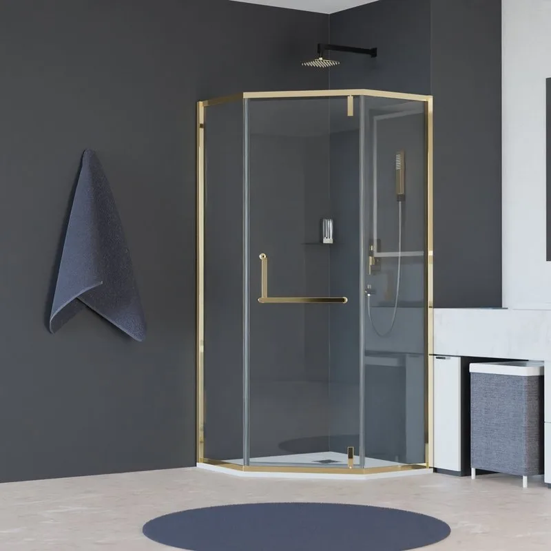Душевой уголок RGW Hotel HO-084-Gb 100x100 профиль золото брашированное, стекло прозрачное Sancos — официальный сайт