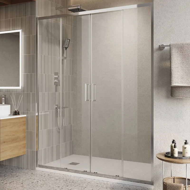 Душевая дверь в нишу BelBagno Luce BF-2-140-C-Cr профиль хром, стекло прозрачное Sancos — официальный сайт