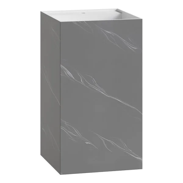 Раковина Boheme Cube 802-GR Corian 48х48х85 Grey base+white veins, напольная Sancos — Оригинал