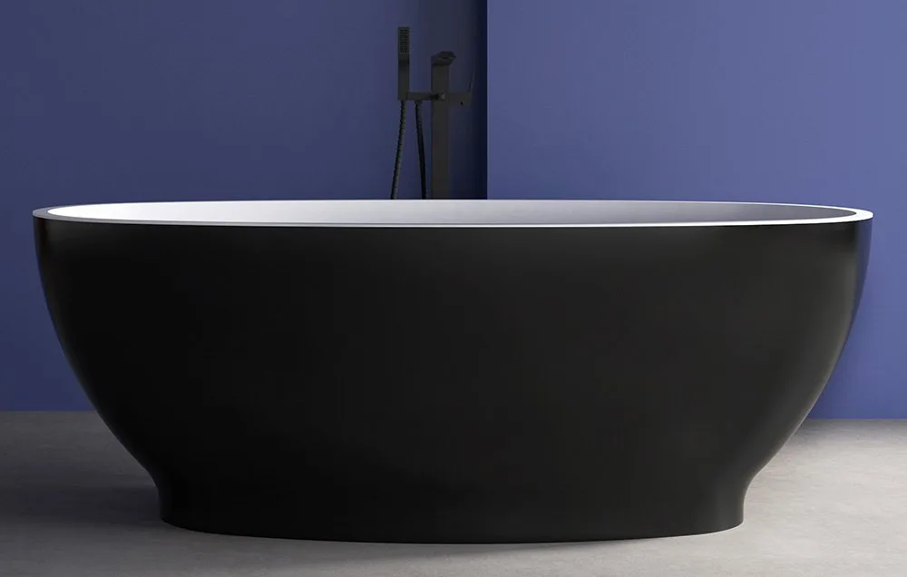 Акриловая ванна Abber AB9207MB 165x80 см, отдельностоящая, черная матовая, овальная, с каркасом, со  Sancos — официальный сайт