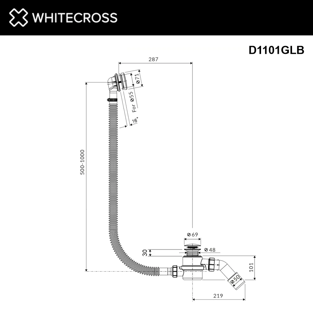 Слив-перелив WHITECROSS ULTIMA D1101GLB, брашированное золото Sancos — официальный сайт