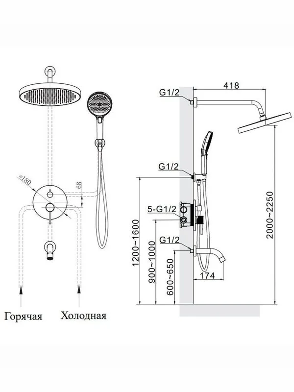 Душевой комплект ALTROBAGNO Биланча (Bilancia) 040505 BC С ВНУТРЕННЕЙ ЧАСТЬЮ, матовая медь Sancos — официальный сайт