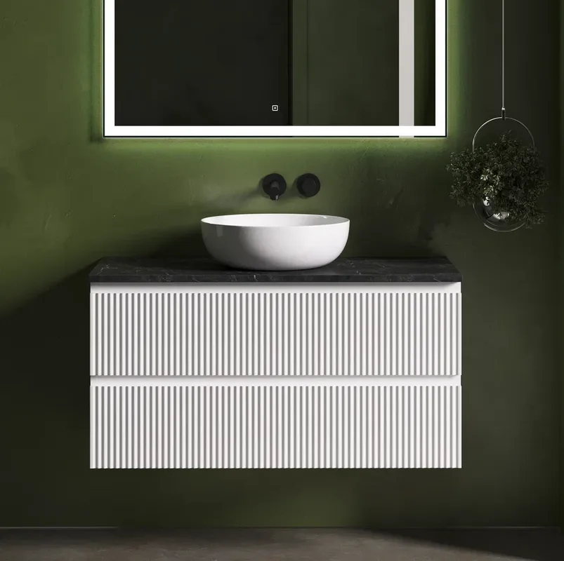 Тумба с раковиной Sancos Snob R 100 см, bianco, столешница черный мрамор, раковина CN5024 Sancos — официальный сайт