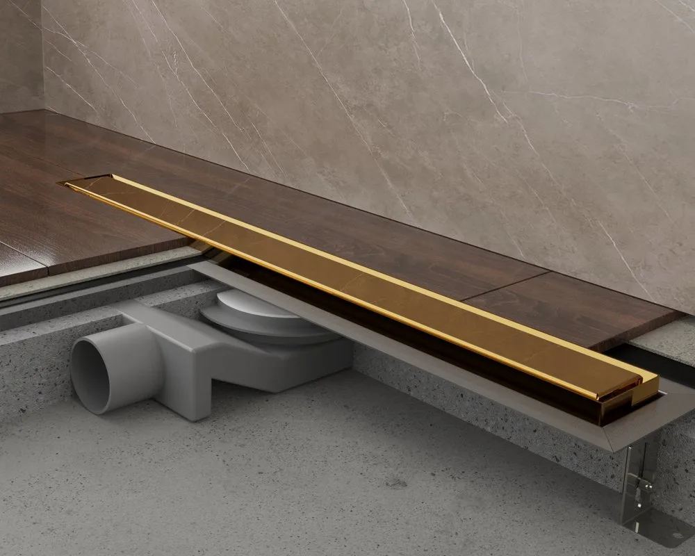 Душевой трап (лоток) Plumberia Selection PST In-Tile 70 см, золото 24К Sancos — официальный сайт