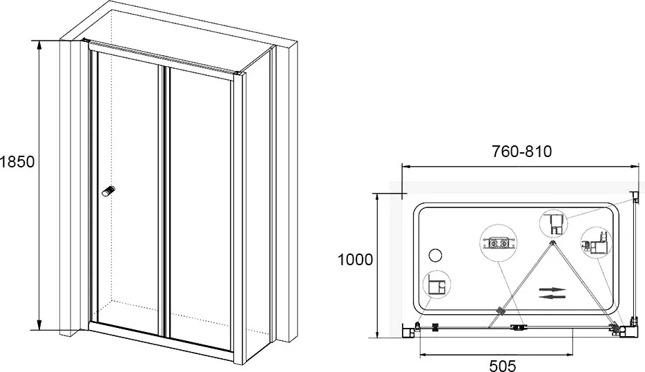 Душевой уголок RGW Classic CL-21+100 см (76-81)x100x185 профиль хром, стекло прозрачное Sancos — официальный сайт
