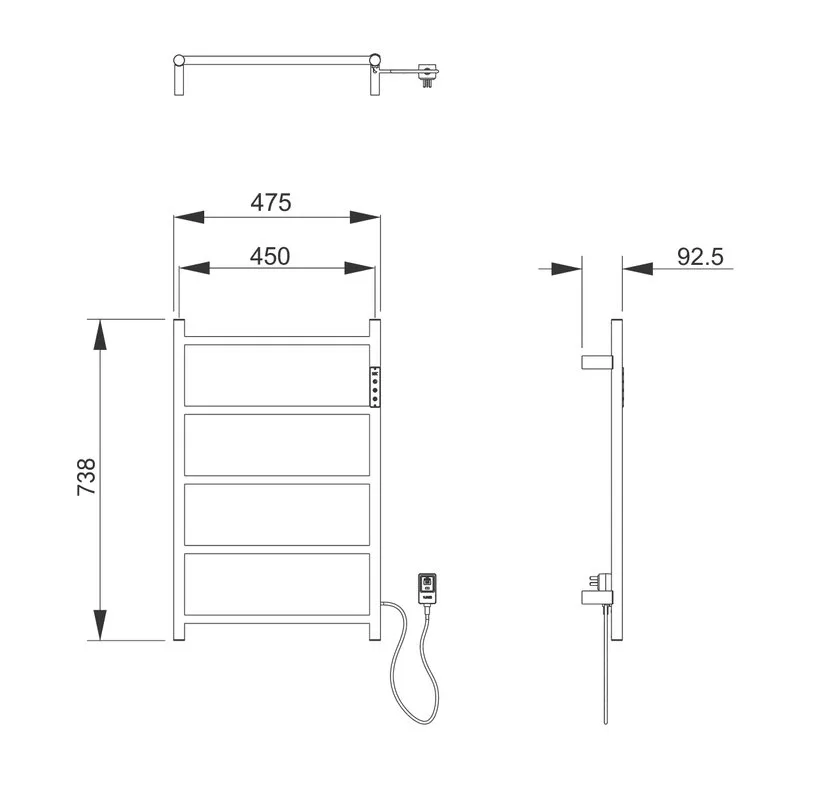 Полотенцесушитель электрический Wonzon & Woghand WW-AL405-BR брашированный никель Sancos — официальный сайт