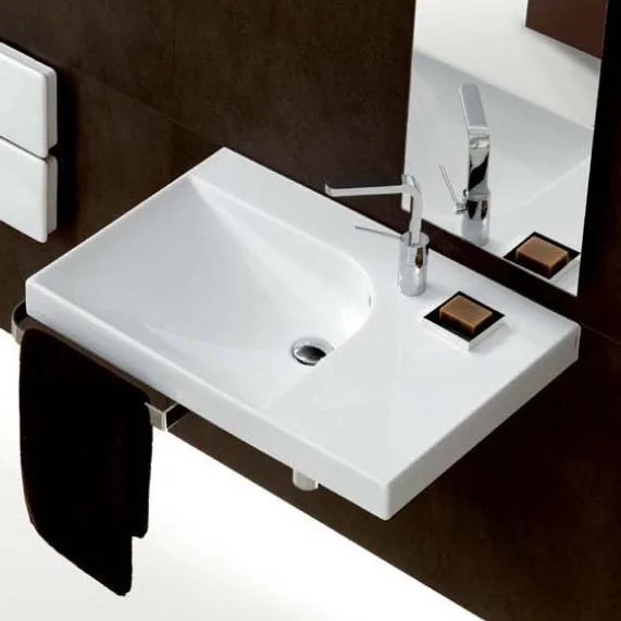 Раковина Hatria Grandangolo SX YXF901 75, 1 готовое отверстие под смеситель Sancos — официальный сайт