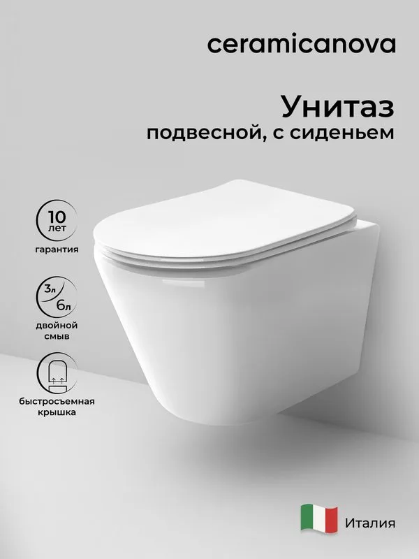Унитаз подвесной Ceramicanova Highlight Rimless CN1804 Sancos — официальный сайт