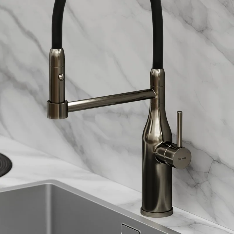 Смеситель для кухни Sancos Pride SC4011GG с гибким изливом, вороненая сталь Sancos — официальный сайт