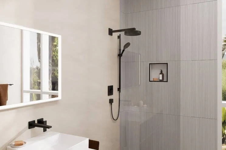 Кронштейн для верхнего душа Hansgrohe Square 27694670 38,9 см, матовый черный Sancos — официальный сайт