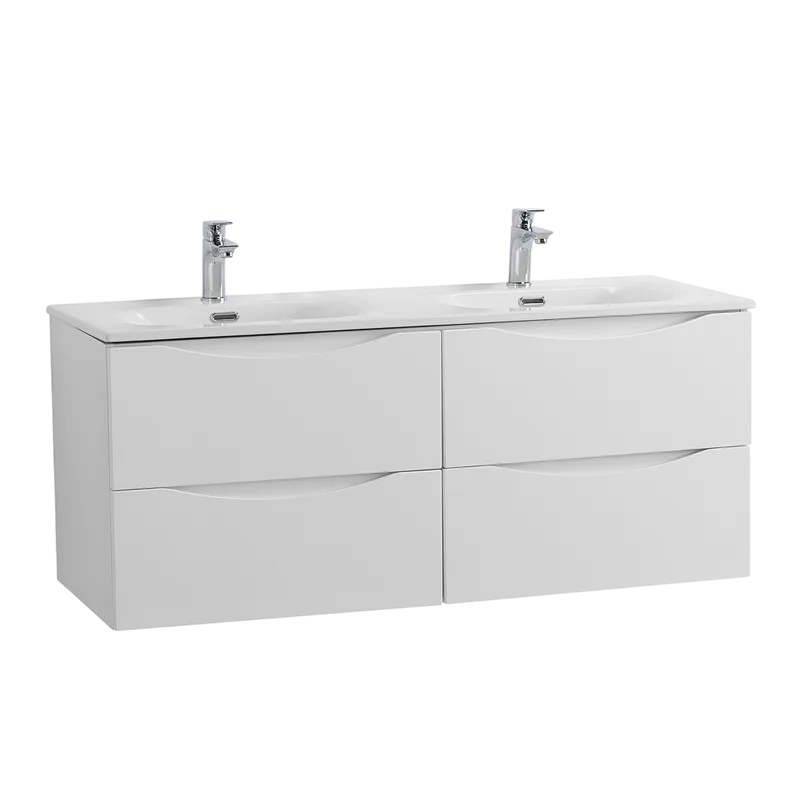 Тумба под раковину без столешницы BelBagno Marino-cer-n 120 подвесная, bianco lucido, для двоих Sancos — официальный сайт