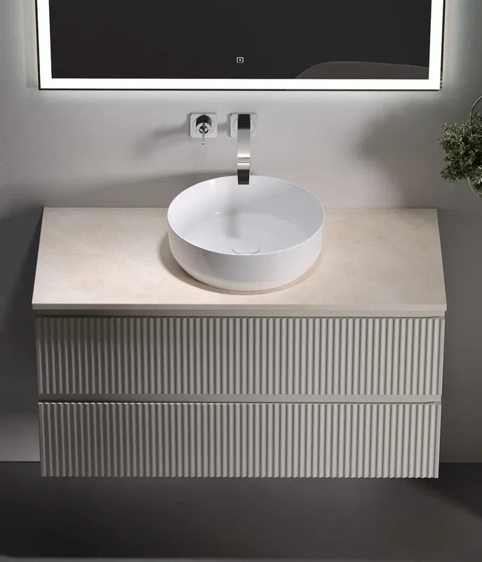 Тумба с раковиной Sancos Snob R 100 см, beige soft, столешница бежевая, раковина CN6022 Sancos — официальный сайт