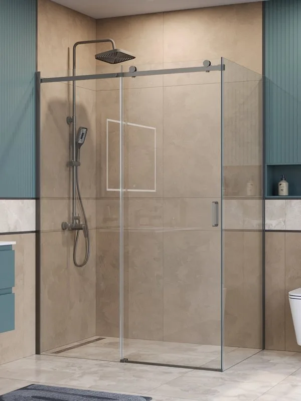 Душевой уголок BelBagno Soft Close-2 AH-1-150/80-C-GM профиль оружейная сталь Sancos — официальный сайт