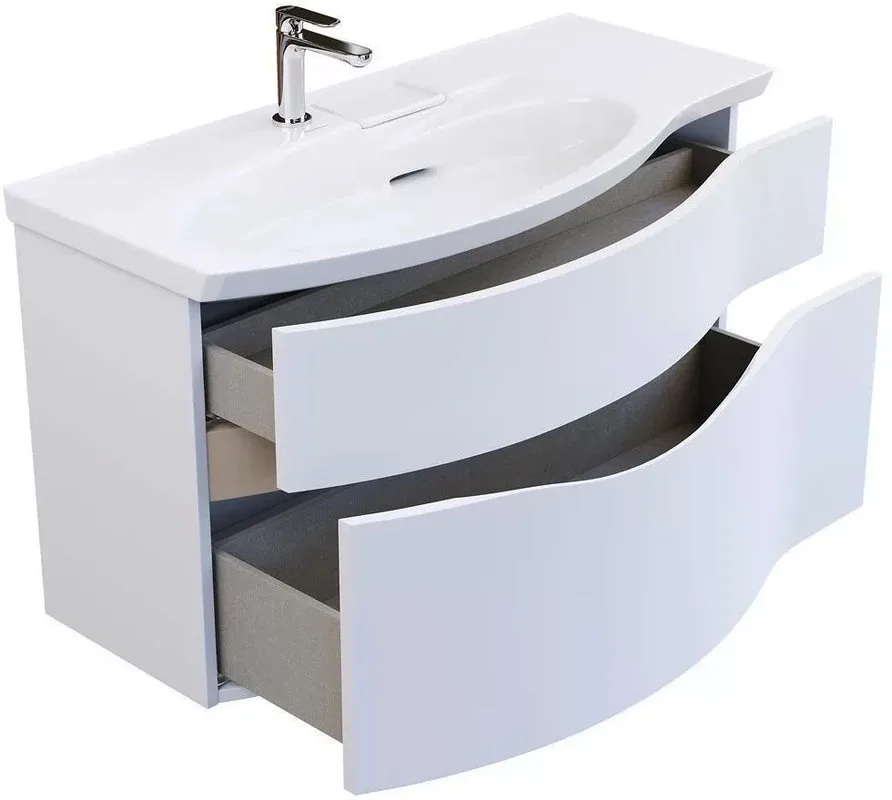 Тумба под раковину без столешницы KERAMA MARAZZI Riva 100, левая подвесная, белая матовая Sancos — официальный сайт