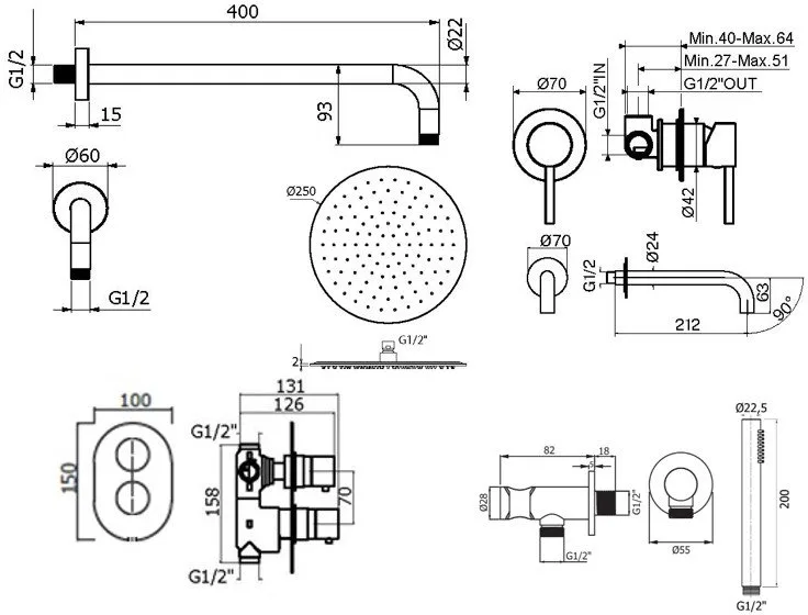 Комплект для ванной Plumberia Selection Ixo KITXOT18CR210 С ВНУТРЕННЕЙ ЧАСТЬЮ, хром Sancos — официальный сайт