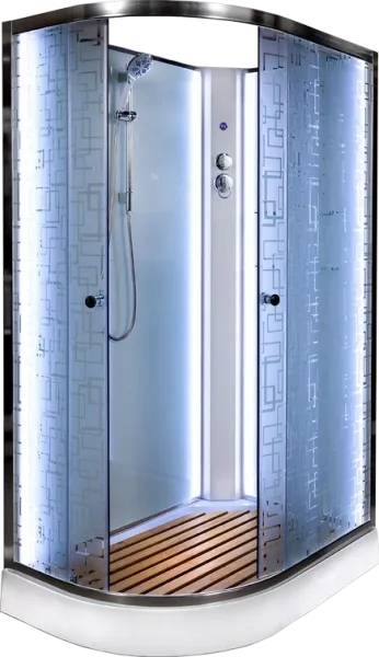 Душевая кабина DTO EM1512RN 120х80, LED, профиль хром, стекло матовое с узором Sancos — Оригинал