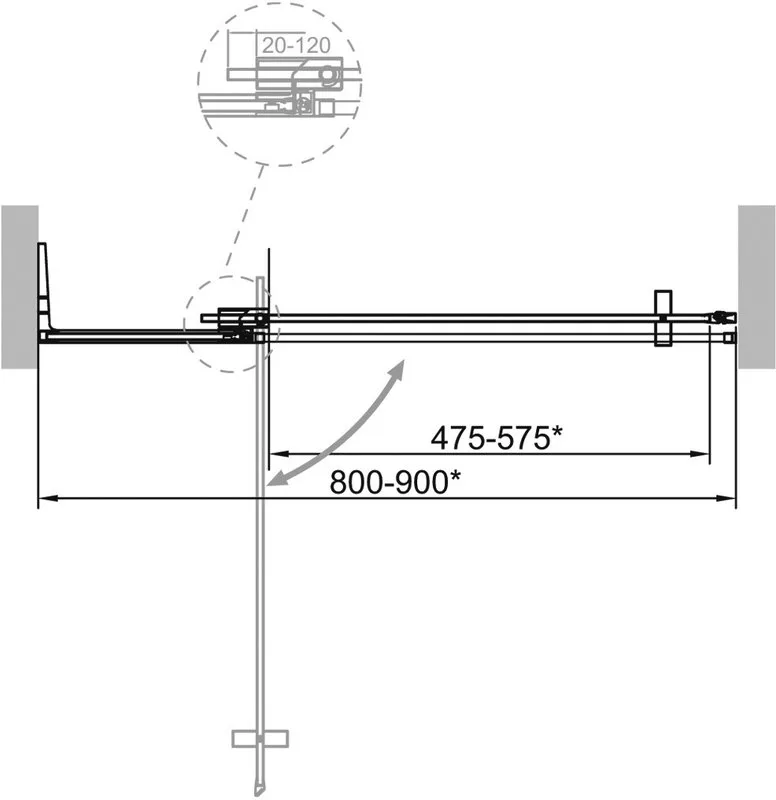 Душевая дверь в нишу Cezares Slider B 1 80/90 BR Cr профиль хром, стекло бронза Sancos — официальный сайт