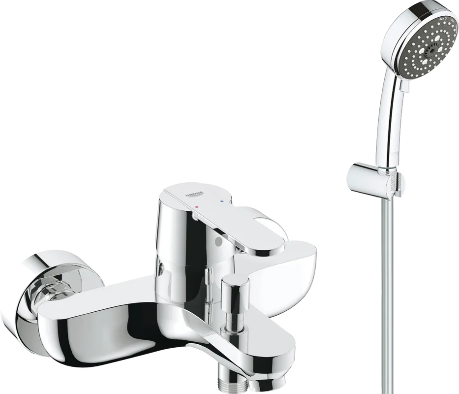 Смеситель для ванны с душем Grohe Get 32887000, с душевым гарнитуром Grohe Vitalio Comfort 26176000  Sancos — официальный сайт