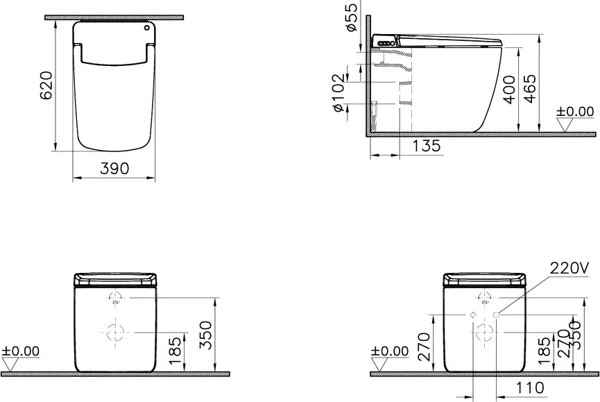 Умный унитаз напольный VitrA V-Care Prime 7232B403-6217 Sancos — официальный сайт
