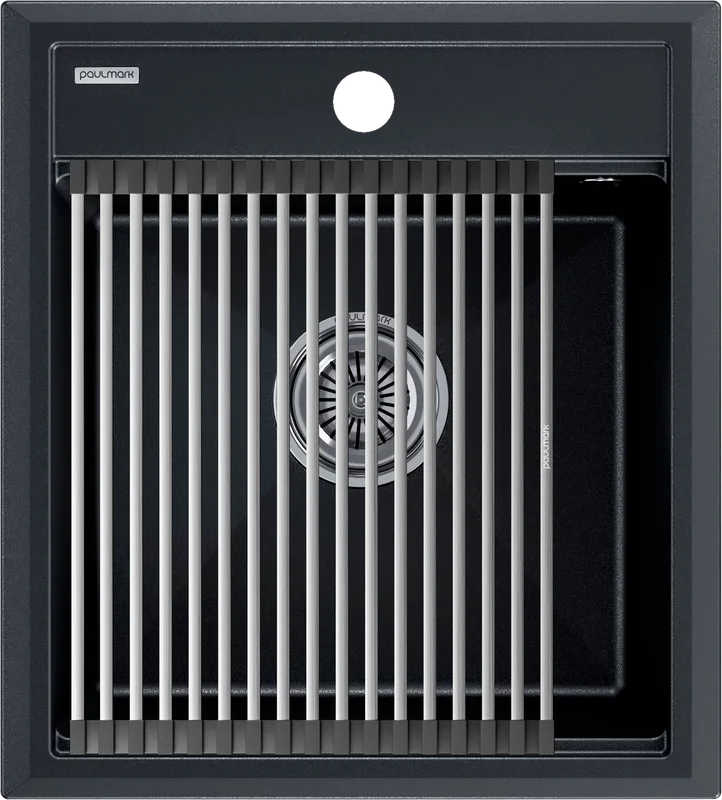 Мойка кухонная Paulmark Stepia + Step PM114651-BLM+R375-BS черный металлик Sancos — официальный сайт
