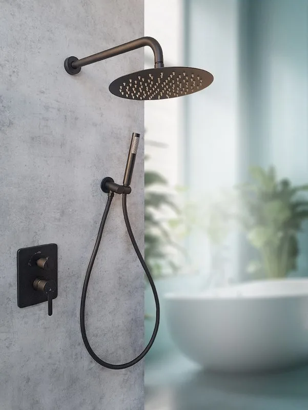 Душевой комплект AltroBagno Unione 040107 NeOp, С ВНУТРЕННЕЙ ЧАСТЬЮ, матовый черный Sancos — официальный сайт