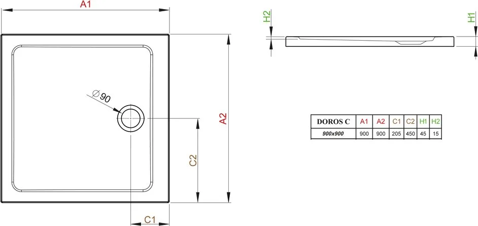 Поддон для душа Radaway Doros C900 с сифоном Sancos — официальный сайт