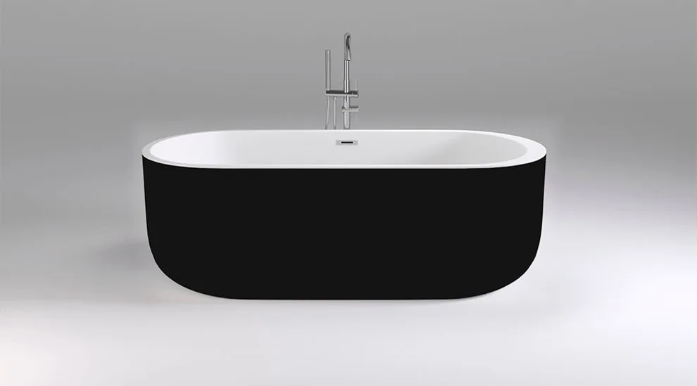 Акриловая ванна Black&White Swan SB109 black 170x80 см, отдельностоящая, глянцевая черная, овальная, Sancos — официальный сайт