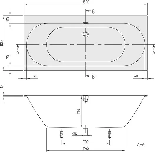 Акриловая ванна Villeroy & Boch Oberon 2.0 UBQ180OBR2DV-01 180x80 см, встраиваемая, цвет альпийский  Sancos — официальный сайт